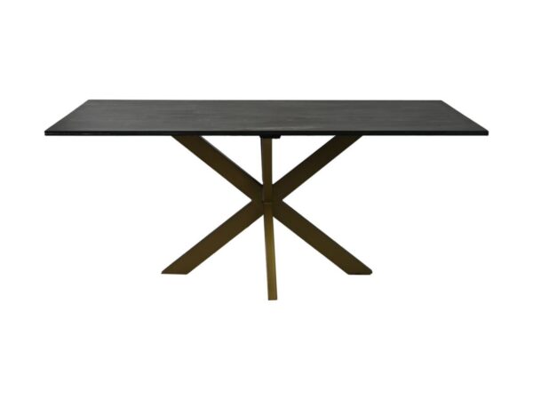 Eettafel rechthoekig marmer – 180x90x77 – Zwart/goud – Marmer/metaal foto 1