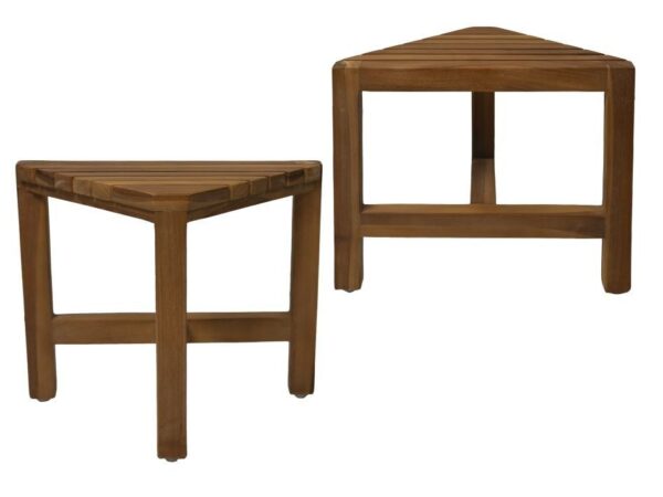 Decoratieve hoek krukjes – 38x20x32 – Naturel – Teak – Set van 2 foto 1