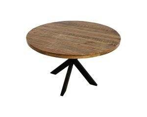 Ronde eettafel Melbourne - ø80x76 - Naturel/zwart - Mangohout/ijzer