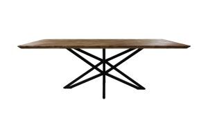 Tafel Fishbone Rechthoek- 200x100x76 - Naturel/zwart - Eiken/metaal