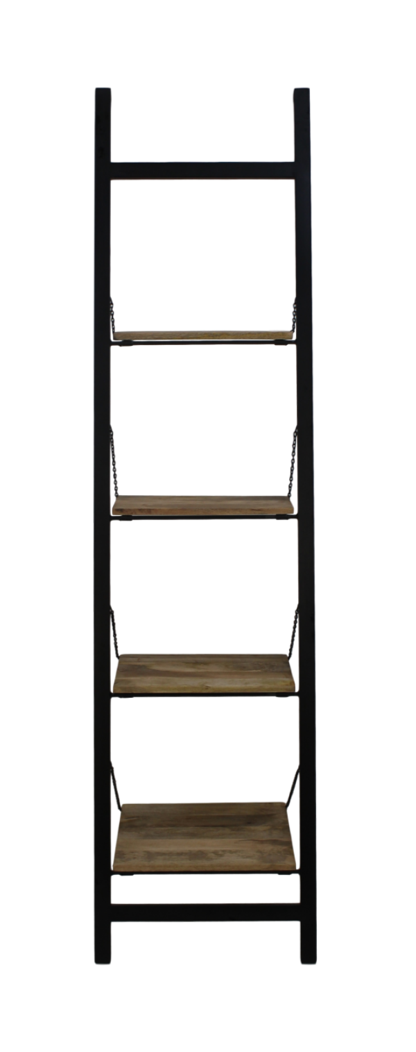 Decoratieve ladder – mangohout/ijzer – powdercoated black foto 1