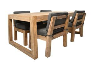 Tuinset New Aruba - 200x100x76 - Naturel/grijs - Teak