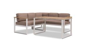 MELTON LOUNGE HOEKSET 3 STUKS (LINKERARM RECHTERARM HOGE HOEKTAFEL 140X80X72CM) - ALUMINIUM POEDERCOAT WIT