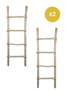 Decoratieve ladder - Set van 2 - Nautrel - Teak