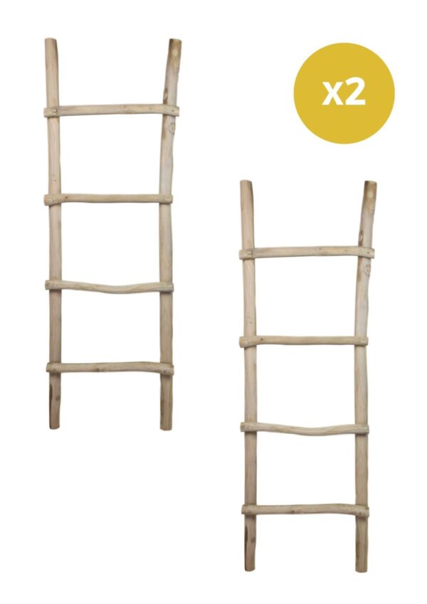 Decoratieve ladder – Set van 2 – Nautrel – Teak foto 1