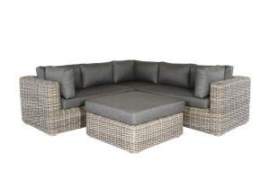 CERVO LOUNGE CORNER SET - ALU  -  WICKER - RATTAN MIXED BROWN