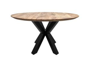 Eettafel Zurich rond - ø140x76 - Oakland tafelpoten - Acaciahout/metaal