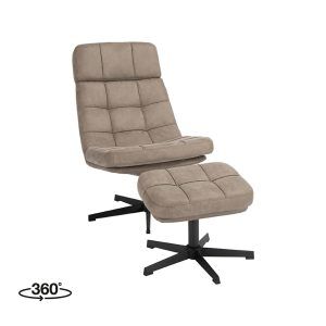 LABEL51 Fauteuil Alvar - Taupe - Boucle - Incl. Ottoman