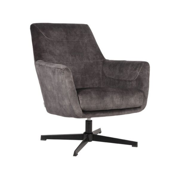 LABEL51 Fauteuil Toby – Antraciet – Velours foto 1