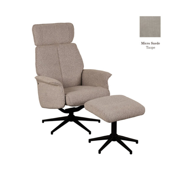 LABEL51 Fauteuil Verdal – Taupe – Micro Suede – Incl. Ottoman foto 1