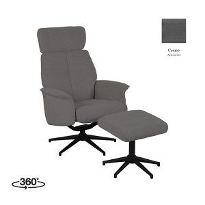 LABEL51 Fauteuil Verdal - Antraciet - Cosmo - Incl. Ottoman