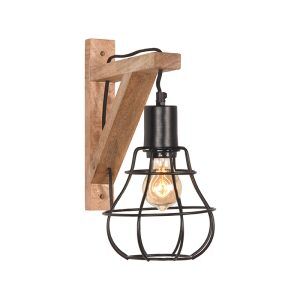 LABEL51 Wandlamp Drop - Zwart - Mangohout