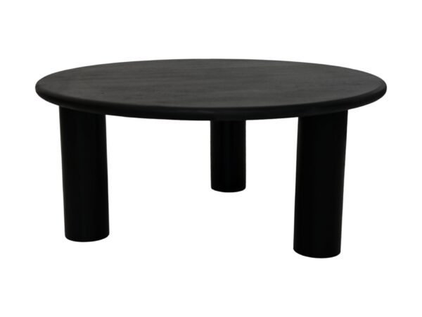 Salontafel rond pilaar poot – 80x80x35 – Zwart – Mangonhout foto 1