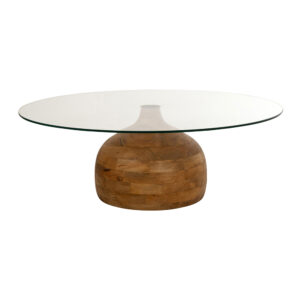 Stella salontafel Ø100, H35, Smooth Natural, Clear glass