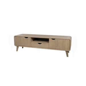 TV dressoir 150 met 2 deuren, 2 lades en 1 open vak, Acacia Wheathered Wood