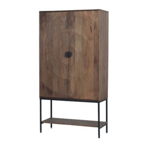 2-deurs kast met onderplank, hoog, Mango Brown Walnut