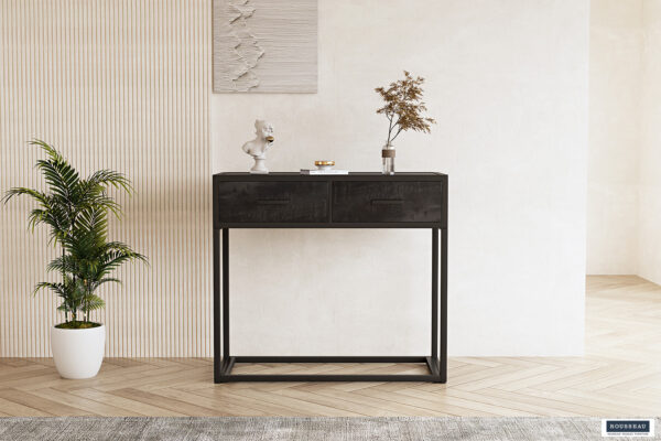 Console ‘Madeira’ met 2 lades Mango hout zwart (1c) foto 1