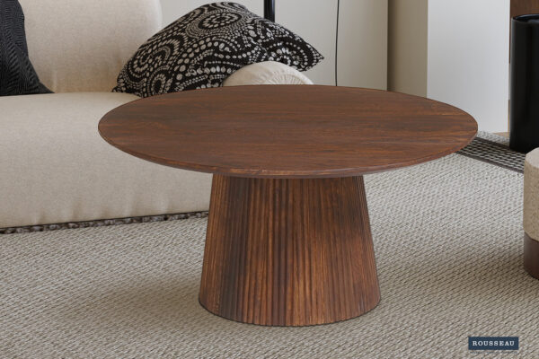 Salontafel ‘Miguel’ 80 cm Rond Mango hout Lichtbruin (2c) foto 1