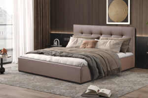 PROMO - Bed met koffer 'Porto' 160x200 met lattenbodem PU Taupe (2c)