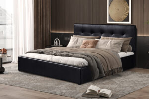 PROMO - Bed met koffer 'Porto' 160x200 met lattenbodem PU Zwart (2c)