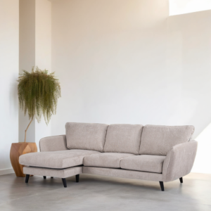 3 seater sofa CL left, fabric Orinoco 23, K460 beige, black leg