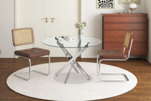 Tafel 'Lasi' 120 cm Rond Glas, Poten Chroom (2c)