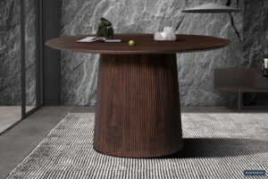 Tafel 'Miguel' 130 cm Rond Mango hout Donkerbruin (2c)