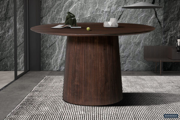 Tafel ‘Miguel’ 130 cm Rond Mango hout Donkerbruin (2c) foto 1