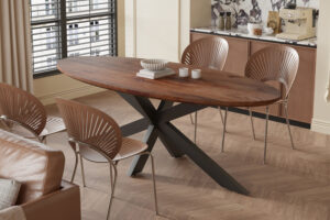 Tafel 'Tommy' 220x100 cm Ovaal Spider-Poot Mango hout Bruin (2c)