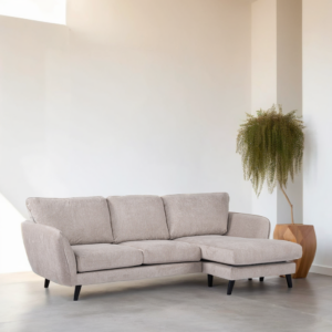 3 seater sofa CL right, fabric Orinoco 23, K460 beige, black leg