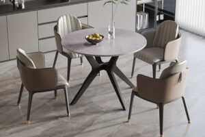 Tafel 'Apollo' 110 cm Rond Glanzend Steen Italian Grijs (2c)