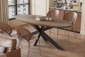 Tafel 'Tommy' 220x100 cm Ovaal Spider-Poot Mango hout Tabaco (2c)