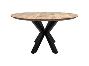 HSM Collection-Ronde Eettafel Zurich-ø120x3,8-Naturel/Zwart-Acacia/Metaal