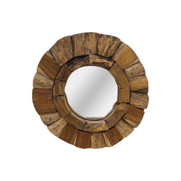 HSM Collection-Ronde Spiegel-40X40X4-Naturel-Teak foto 1