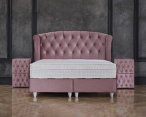 Opbergboxspring Aurora Velvet Roze 140x200