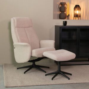 LABEL51 Fauteuil Bergen - Naturel - Boucle - Incl. Hocker