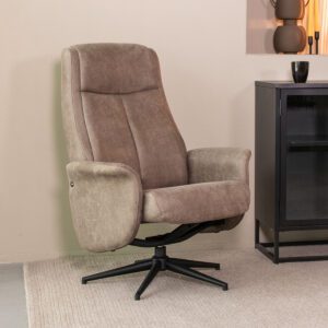 LABEL51 Fauteuil Bergen - Taupe - Micro Suede - Excl. Hocker