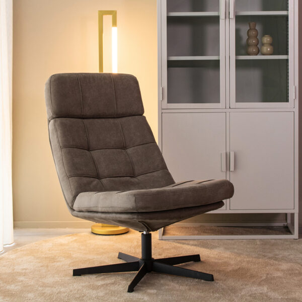 LABEL51 Fauteuil Alvar – Taupe – Micro Suede – Excl. Hocker foto 1