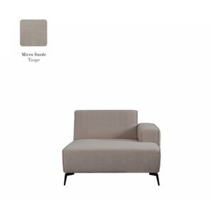 LABEL51 Bank Nero - Taupe - Micro Suede - Longchair Arm Rechts Voorstaand