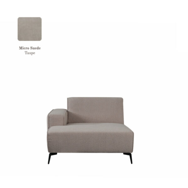 LABEL51 Bank Nero – Taupe – Micro Suede – Longchair Arm Links Voorstaand foto 1