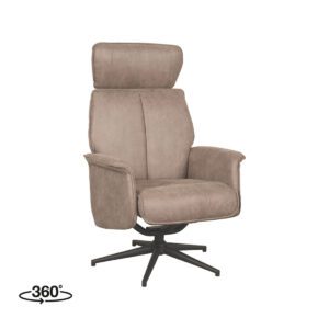 LABEL51 Fauteuil Verdal - Taupe - Micro Suede - Excl. Hocker