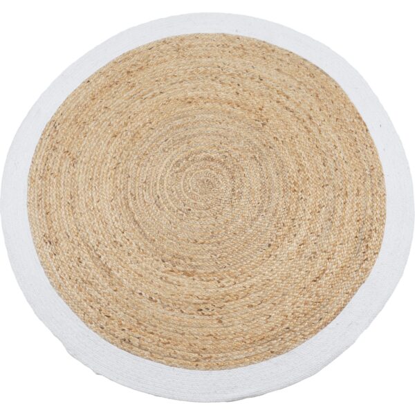 Vloerkleed Jute Rond Naturel/Wit ø120 cm foto 1